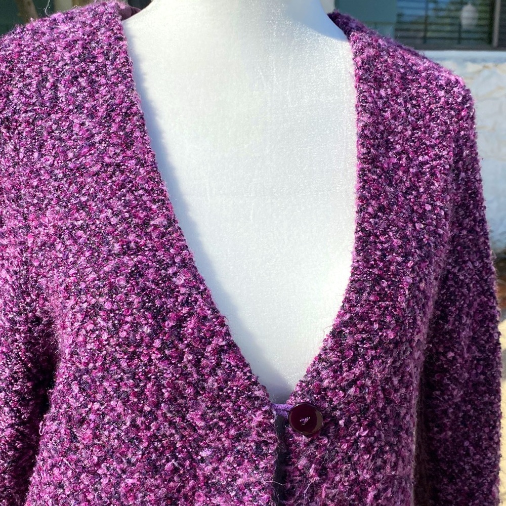 BOHO SHABBY CHIC VINTAGE NUBBY KNIT ONE BUTTON CARDIGAN SWEATER GUC Size… - Picture 5 of 16